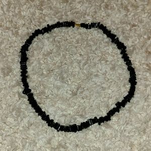 Black natural stone necklace stone chip crystal